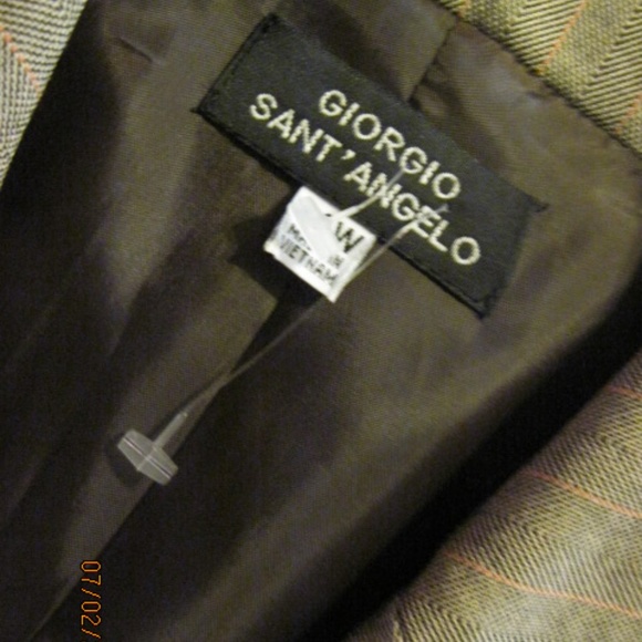 Giorgio Sant" Angelo  NWOT Gray Orange Pinstripe B - Picture 2 of 6